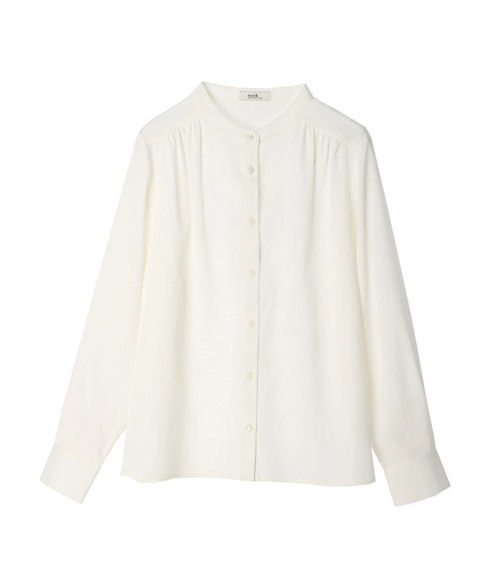 earth music&ecology バンドカラーブラウス 