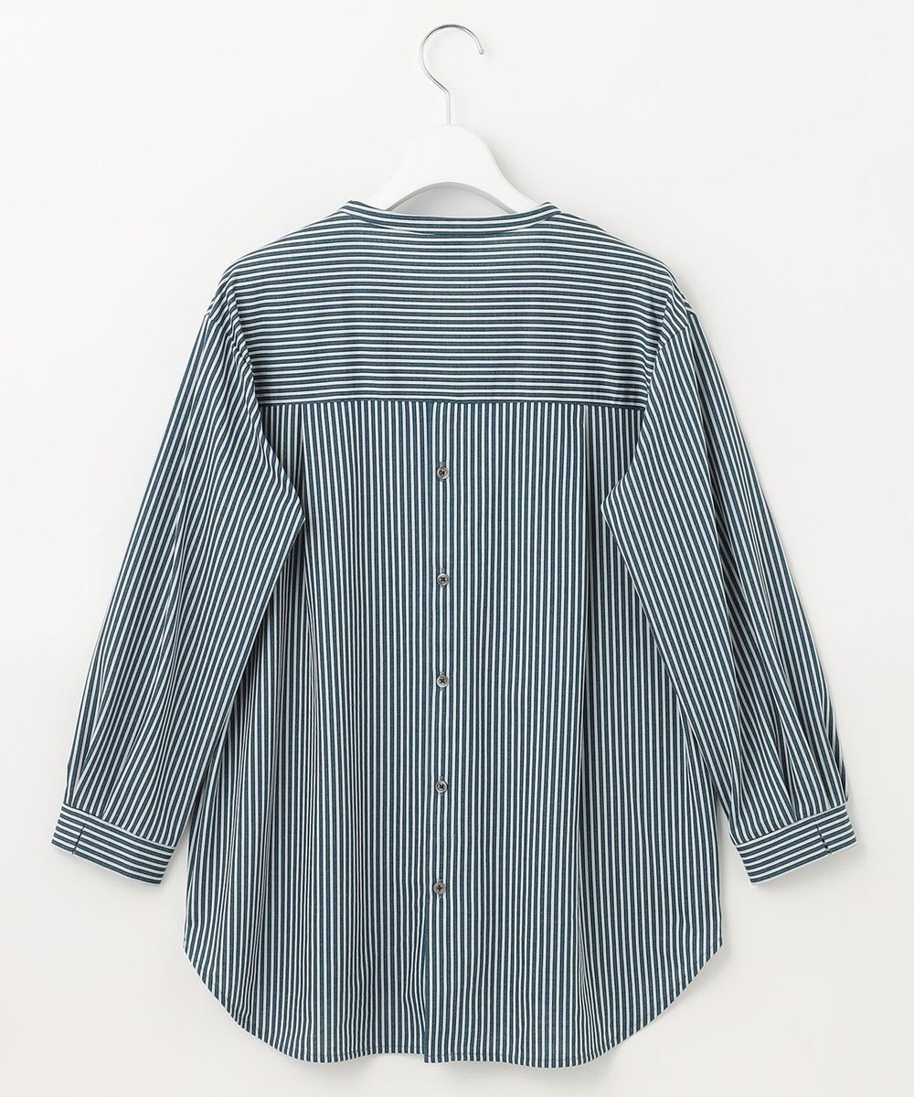 J.PRESS LADIES 【WEB限定】 ピンストライプジャージー バンドカラー カットソー 