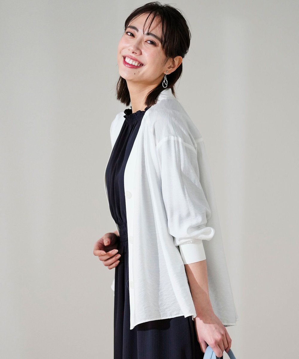 ANY SIS シアーギャザー カーディガン 