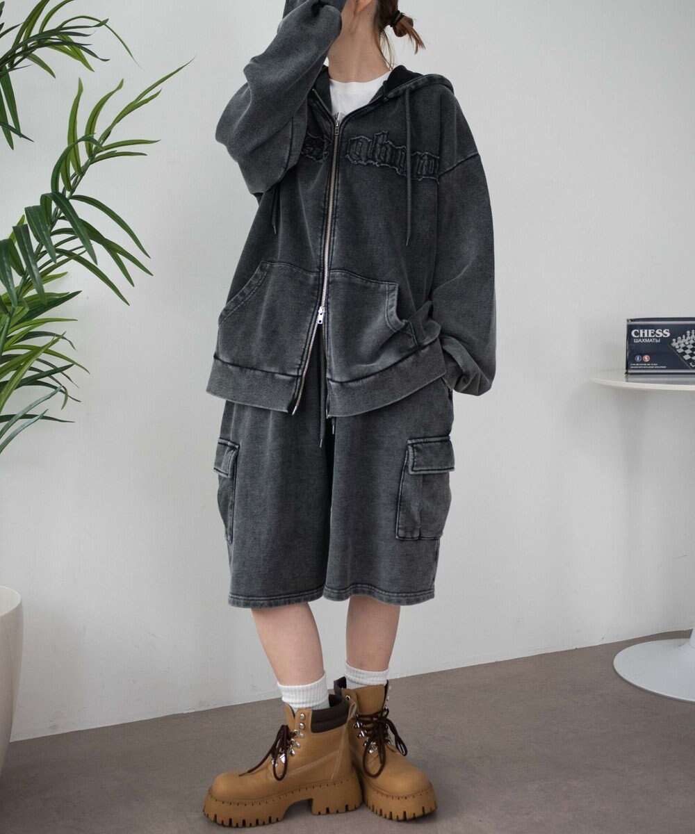 WEGO ロゴヴィンテージウォッシュジップパーカー 