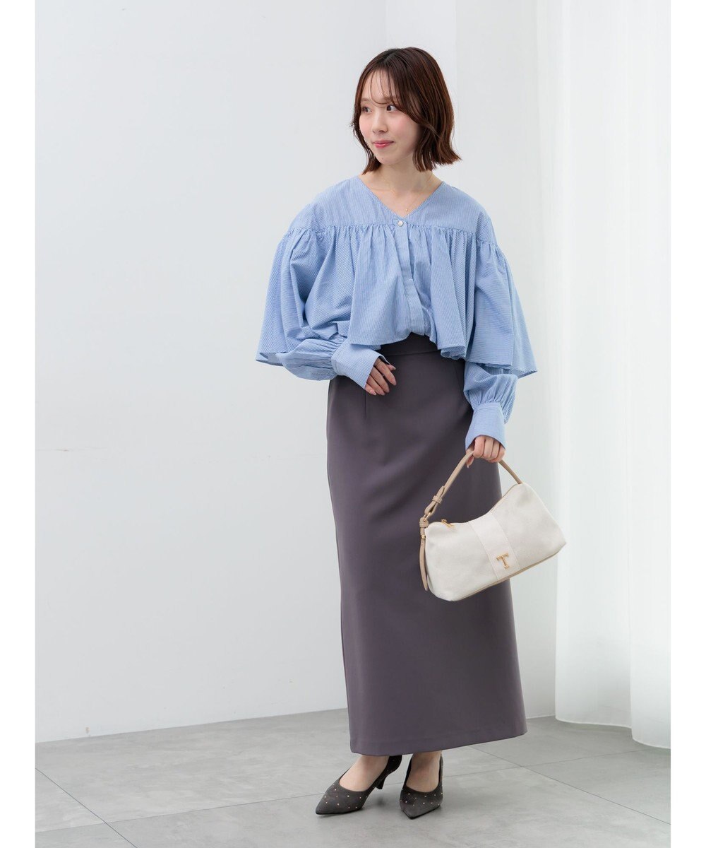 Te chichi 【雑誌掲載アイテム】ダブルクロスイージーナロースカート 