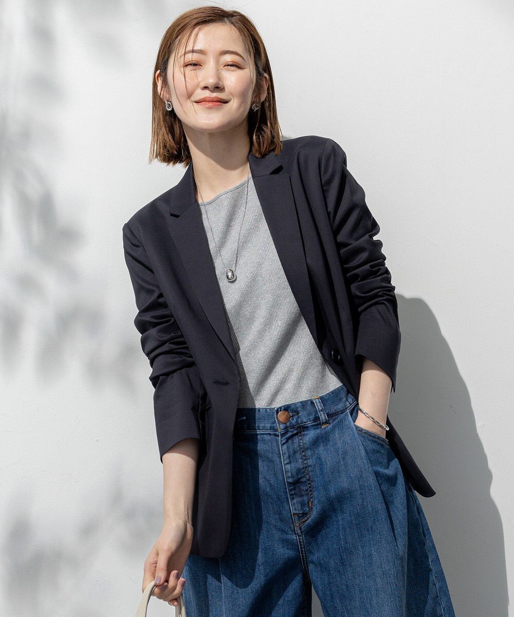 23区 S 【セットアップ対応/洗える】ストレッチシャンブレー テーラードジャケット 