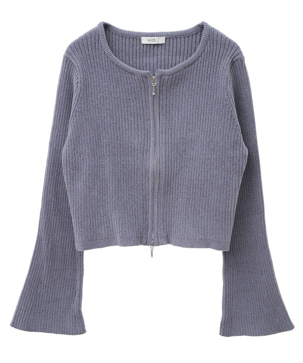 earth music&ecology ミニベロアダブルジップカーディガン 