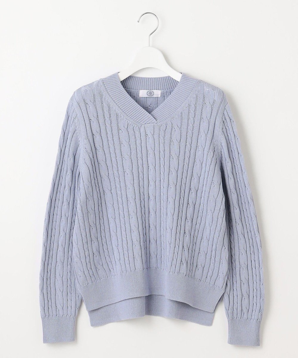 J.PRESS LADIES 【洗える】GIZA MERCERIZE COTTON ケーブル ニット 