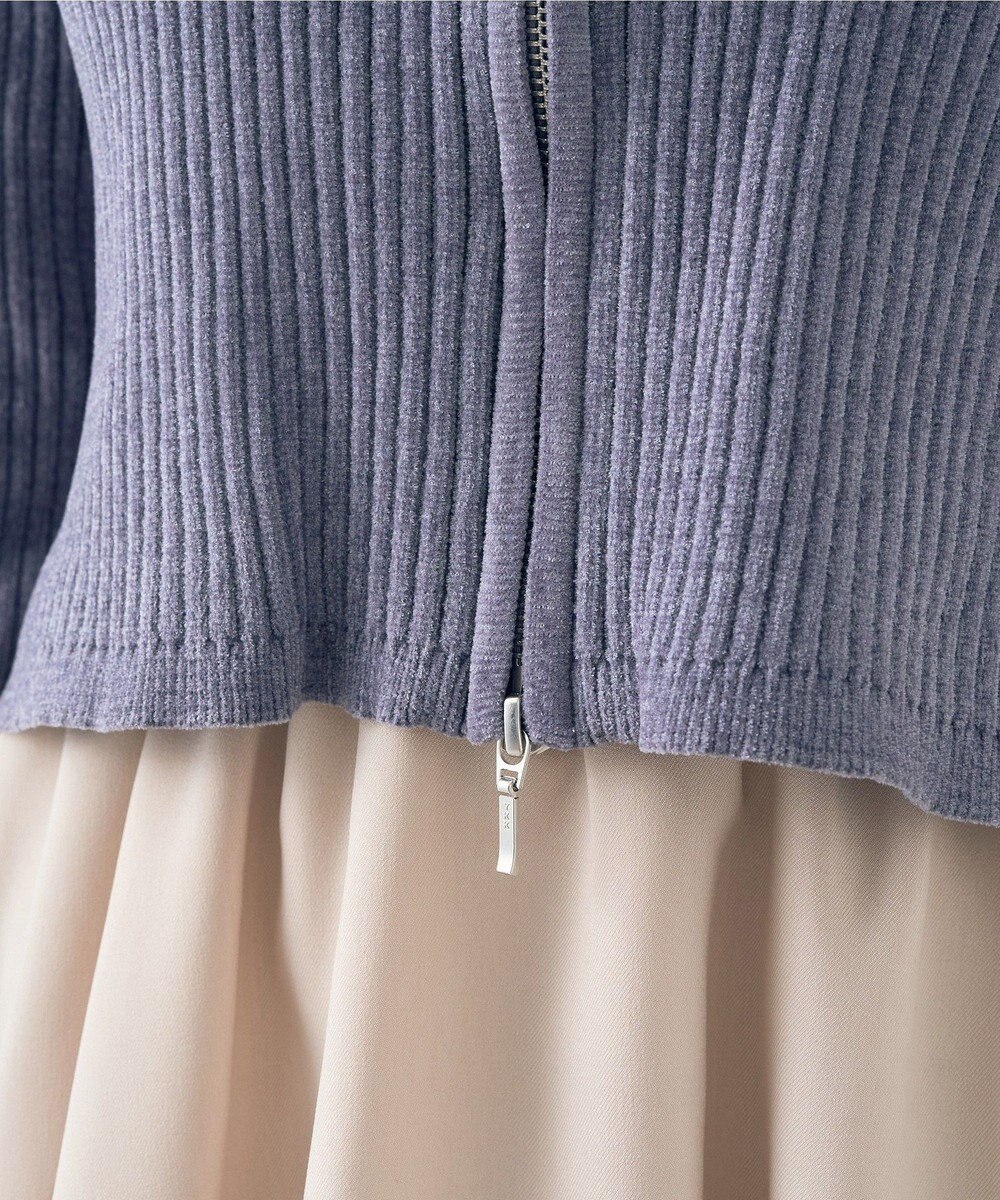 earth music&ecology ミニベロアダブルジップカーディガン 