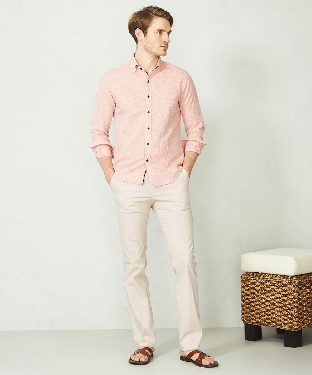 JOSEPH ABBOUD 【キングサイズ・カラー豊富/サステイナブル】リヨセルリネンサッカーシャツ 