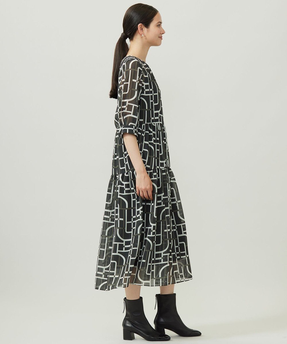 自由区 S ジオメトリックレトロプリント ワンピース 