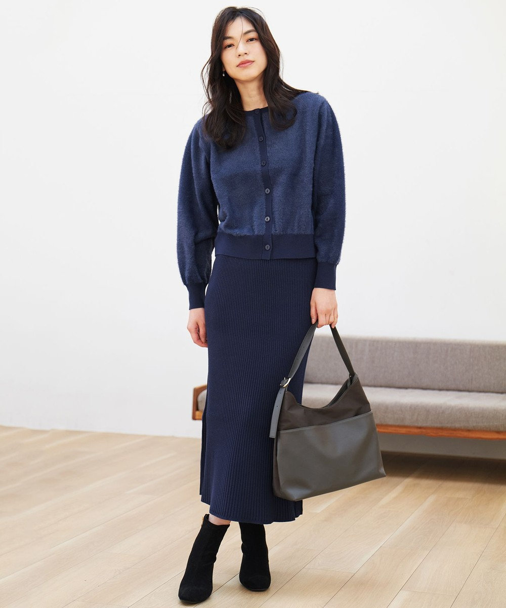 ANY L フェザーカーディガン×ニットスカートセットアップ 