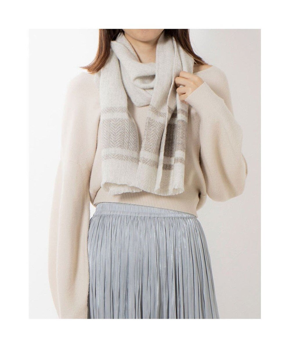 UNBILLION カシュネ cache nez / カシミヤボーダー縮絨マフラー 