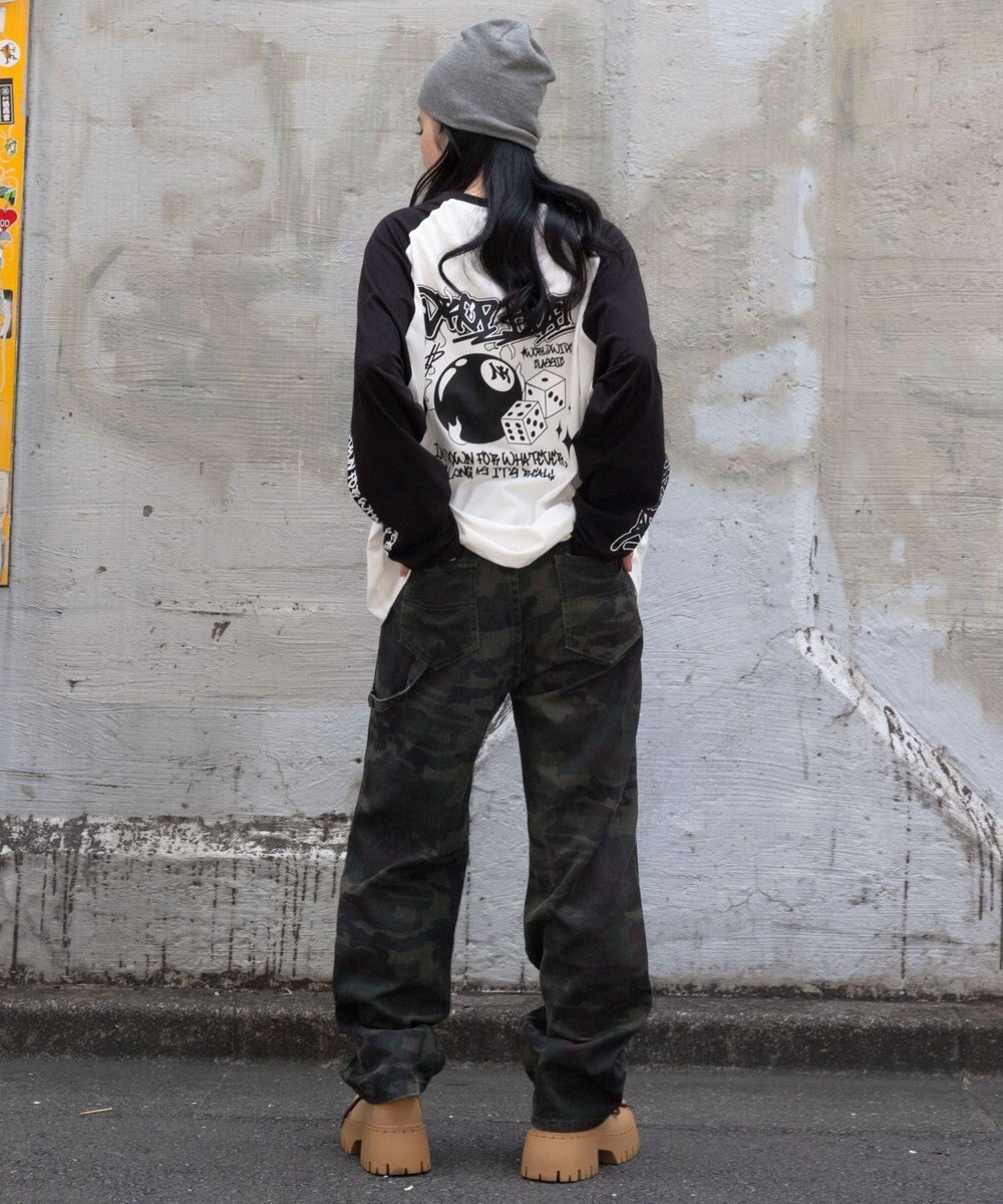 WEGO 【ユニセックス着用ITEM/MLサイズ展開】スリーブロゴグラフィックラグランT（LS） 