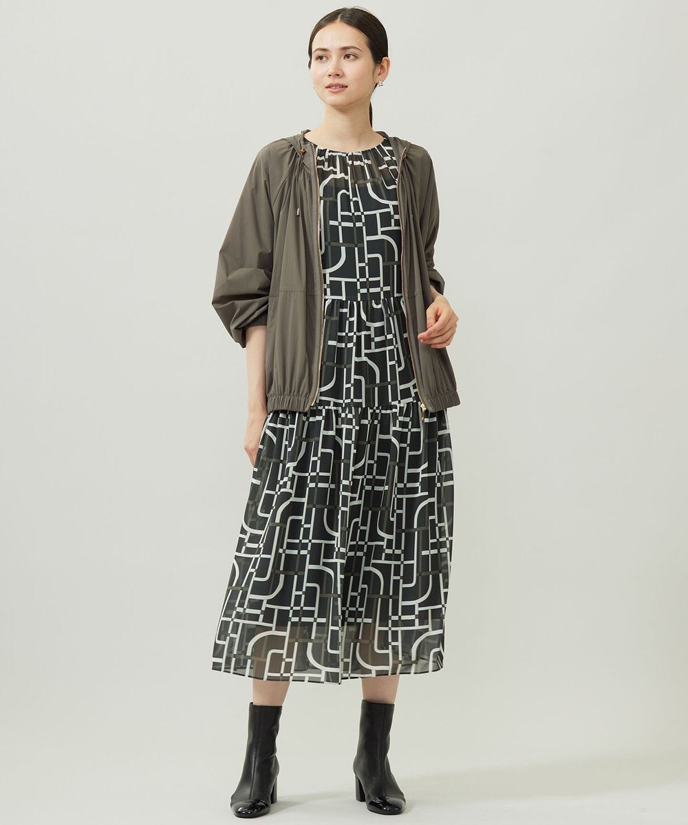 自由区 S ジオメトリックレトロプリント ワンピース 