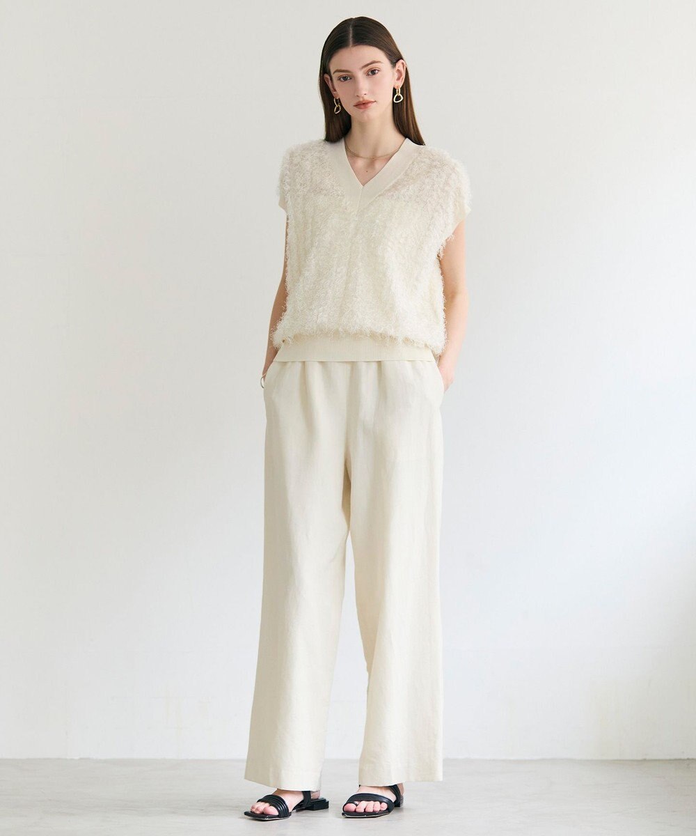 BEIGE， LYCORIS / カットフリンジ Vネックニット 