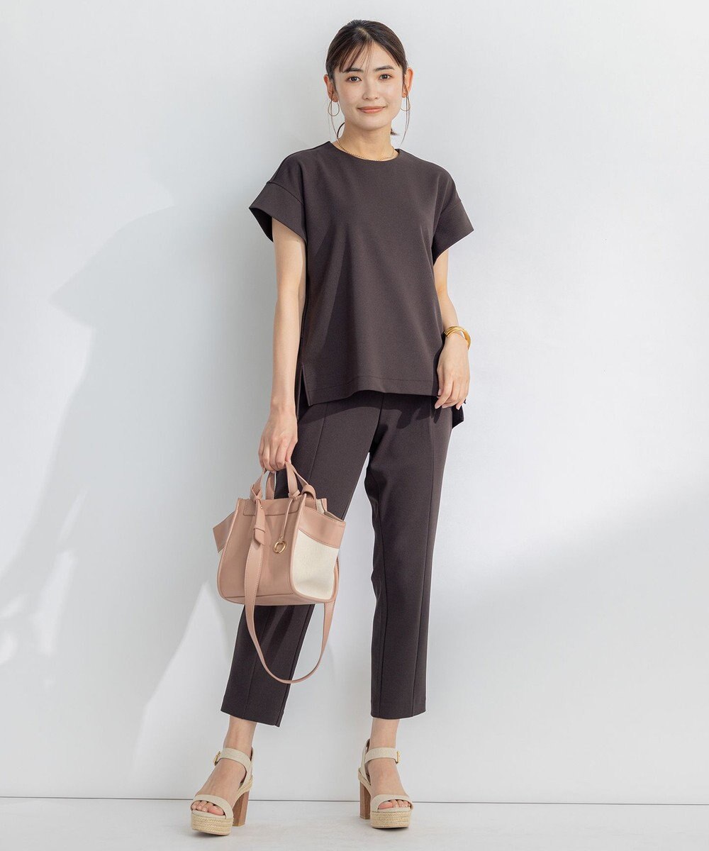 組曲 S 【吸湿・冷感・UVケア】ジョーゼットジャージーバックフリル Tブラウス 