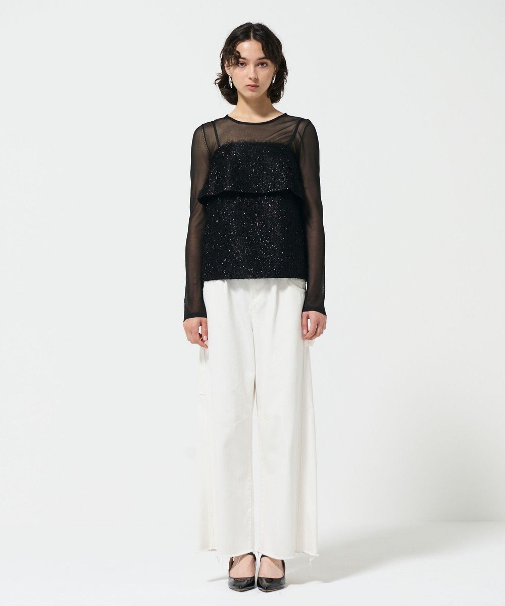 GRACE CONTINENTAL フリンジジャガードノースリーブ トップ 