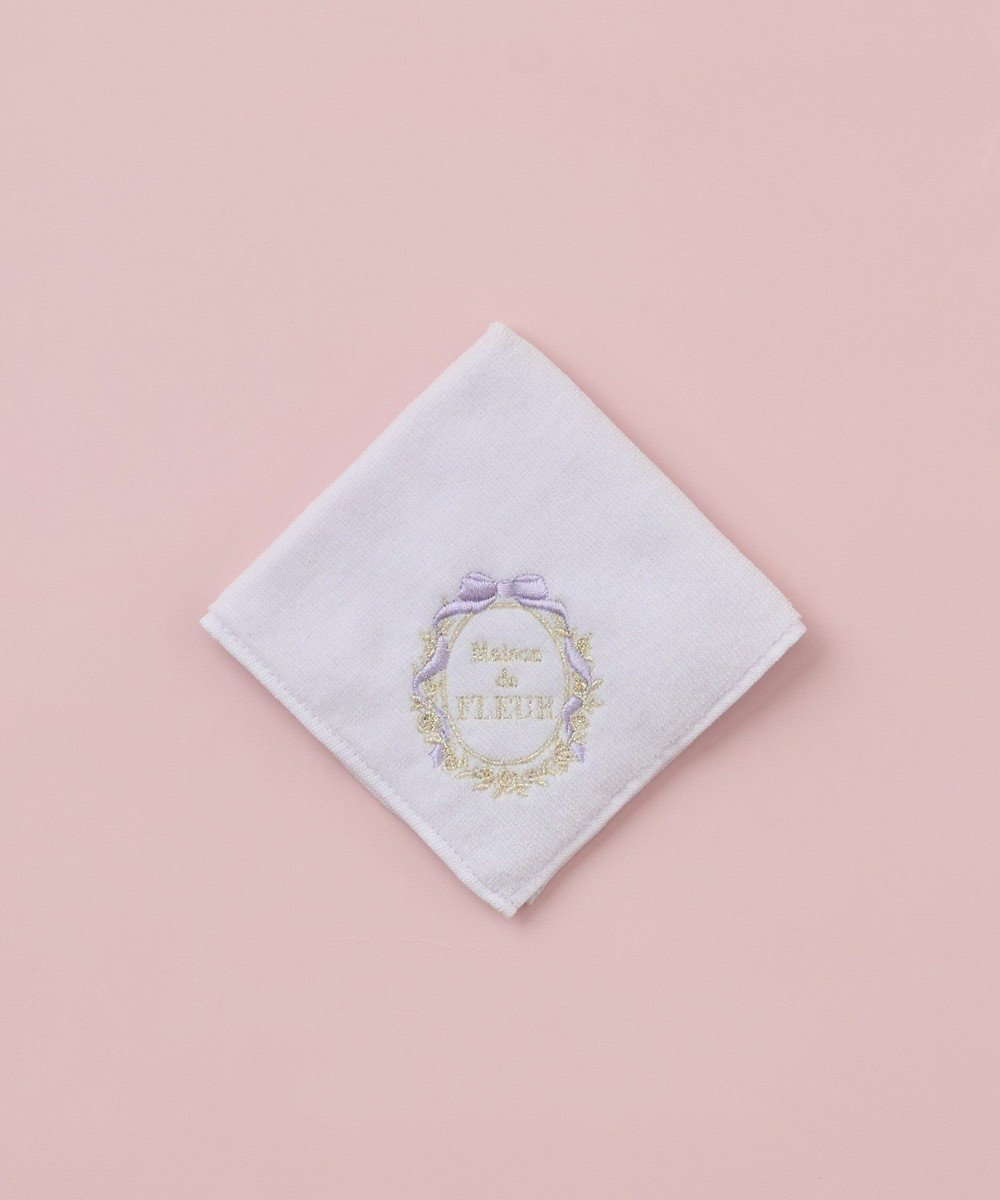 Maison de FLEUR リボンフレーム刺繍タオルハンカチ 