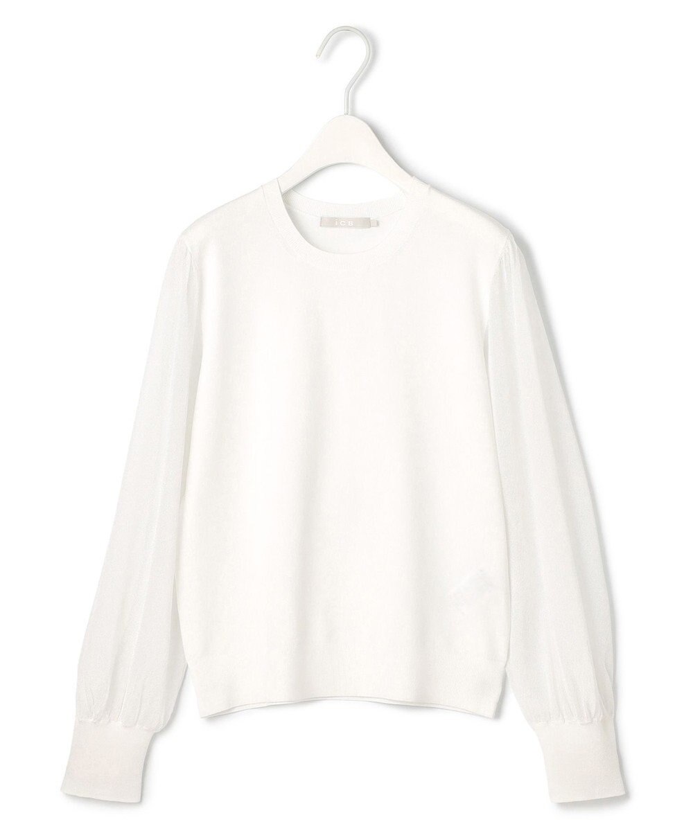 ICB L 【洗える】クロスコンビ シアースリーブニット 