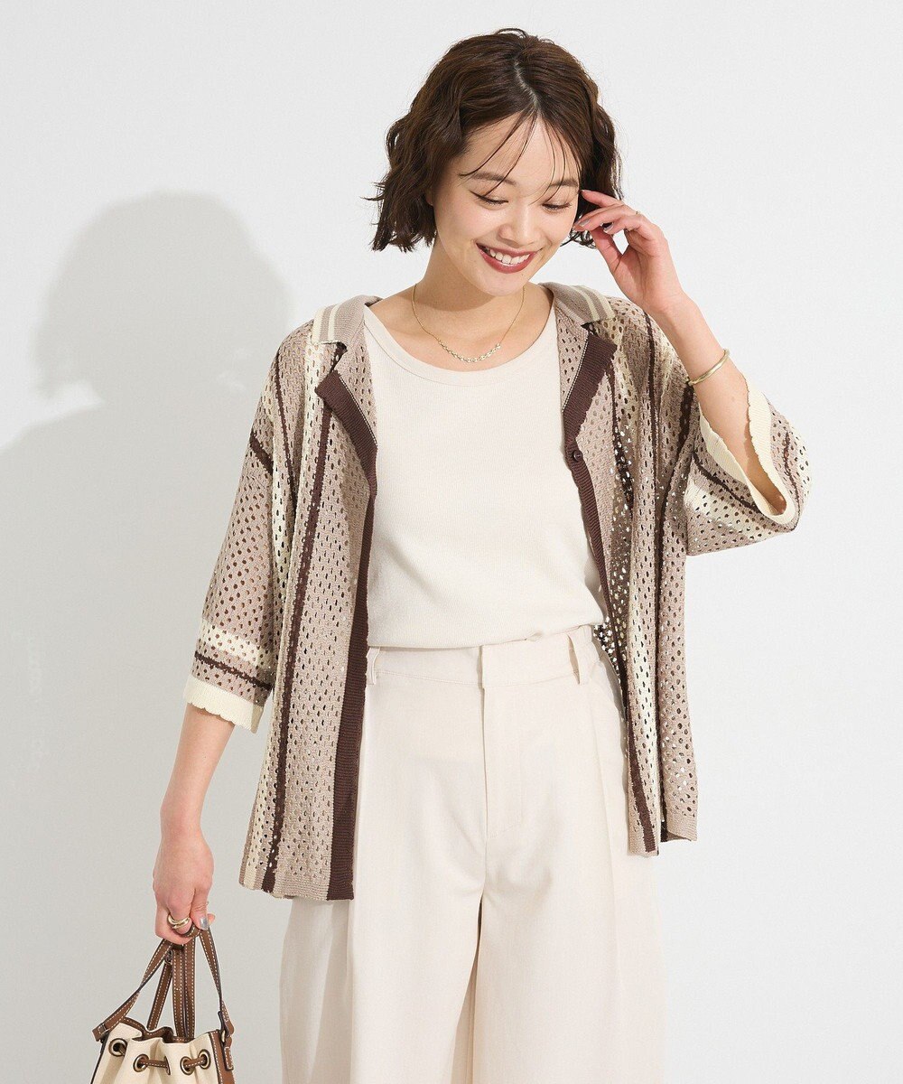 CRAFT STANDARD BOUTIQUE クロシェバイカラーニットプルオーバー 