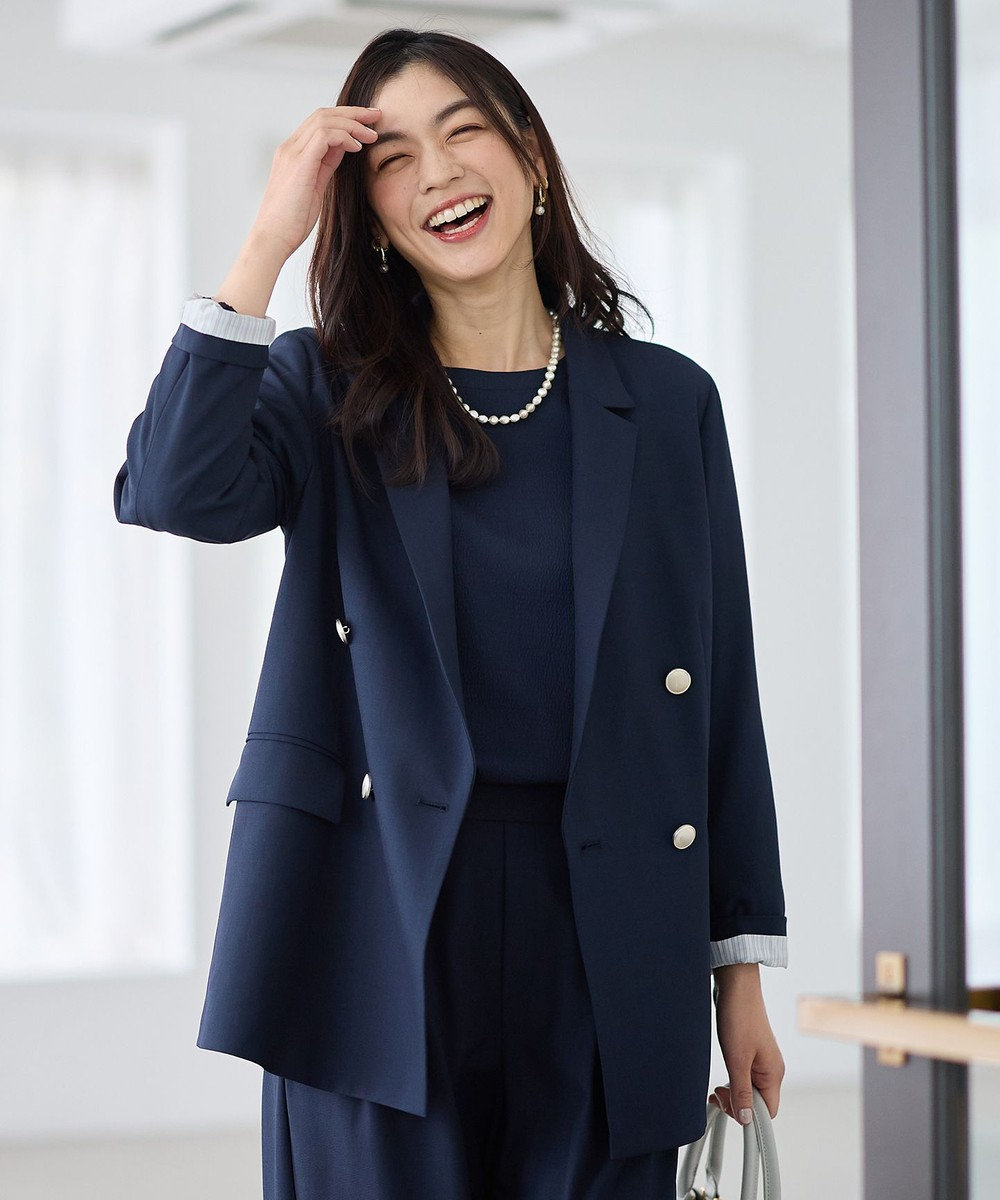 ANY L イージーケアライトストレッチダブルテーラードジャケット 