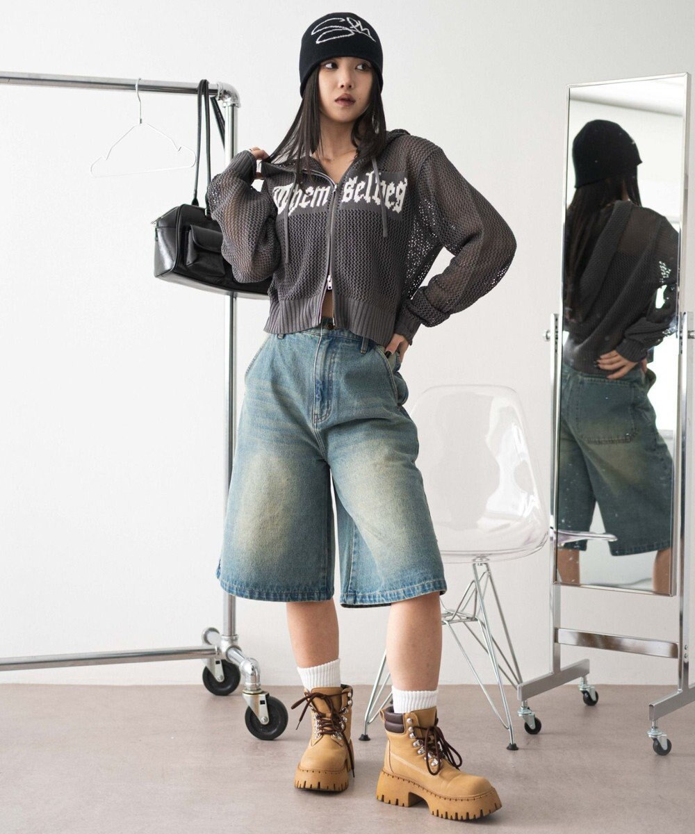 WEGO ロゴスタッズハーフパンツ 