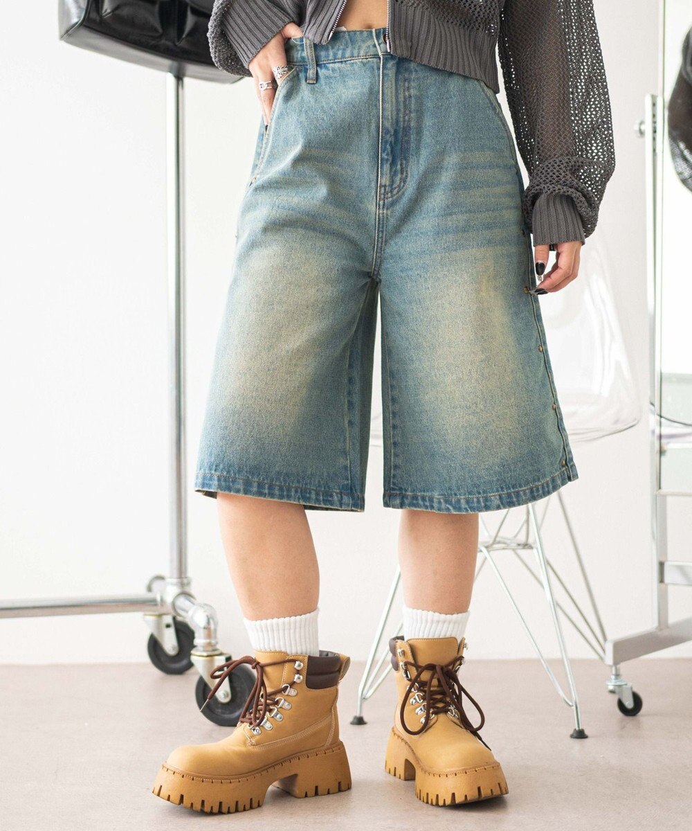 WEGO ロゴスタッズハーフパンツ 