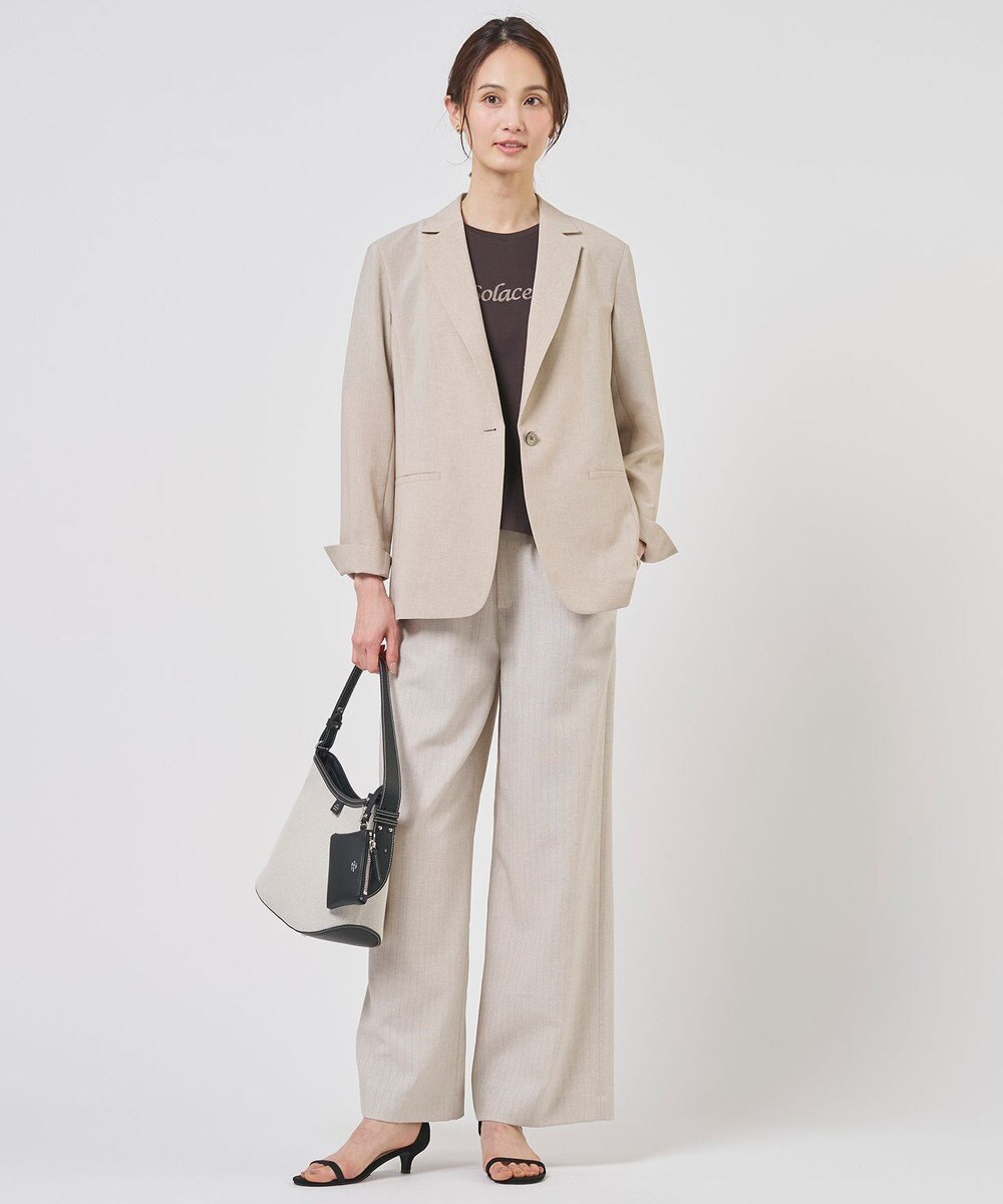 J.PRESS LADIES ペンシル SLUB STRIPE ワイド イージー パンツ 