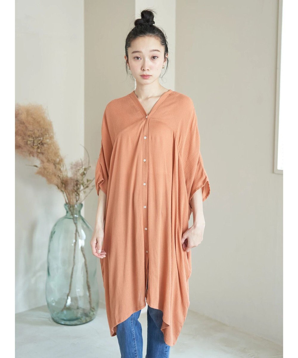 earth music&ecology レーヨンビッグシャツチュニック 