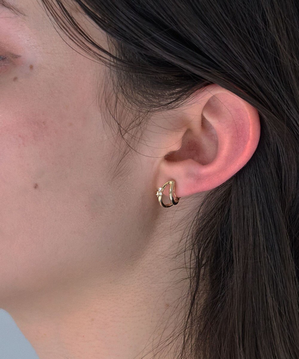 Phoebe 〈痛くないシリーズ/アレルギー対応〉シャイニーダブルフープライトフィットイヤリング　ゴールド 