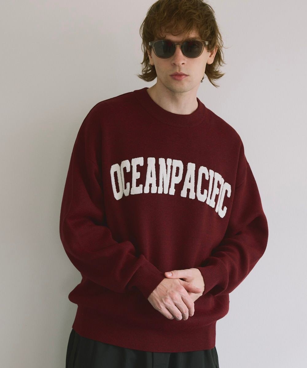 OP／FILA 【ocean pacific】サガラ刺しゅうロゴクルーニット/メンズ 