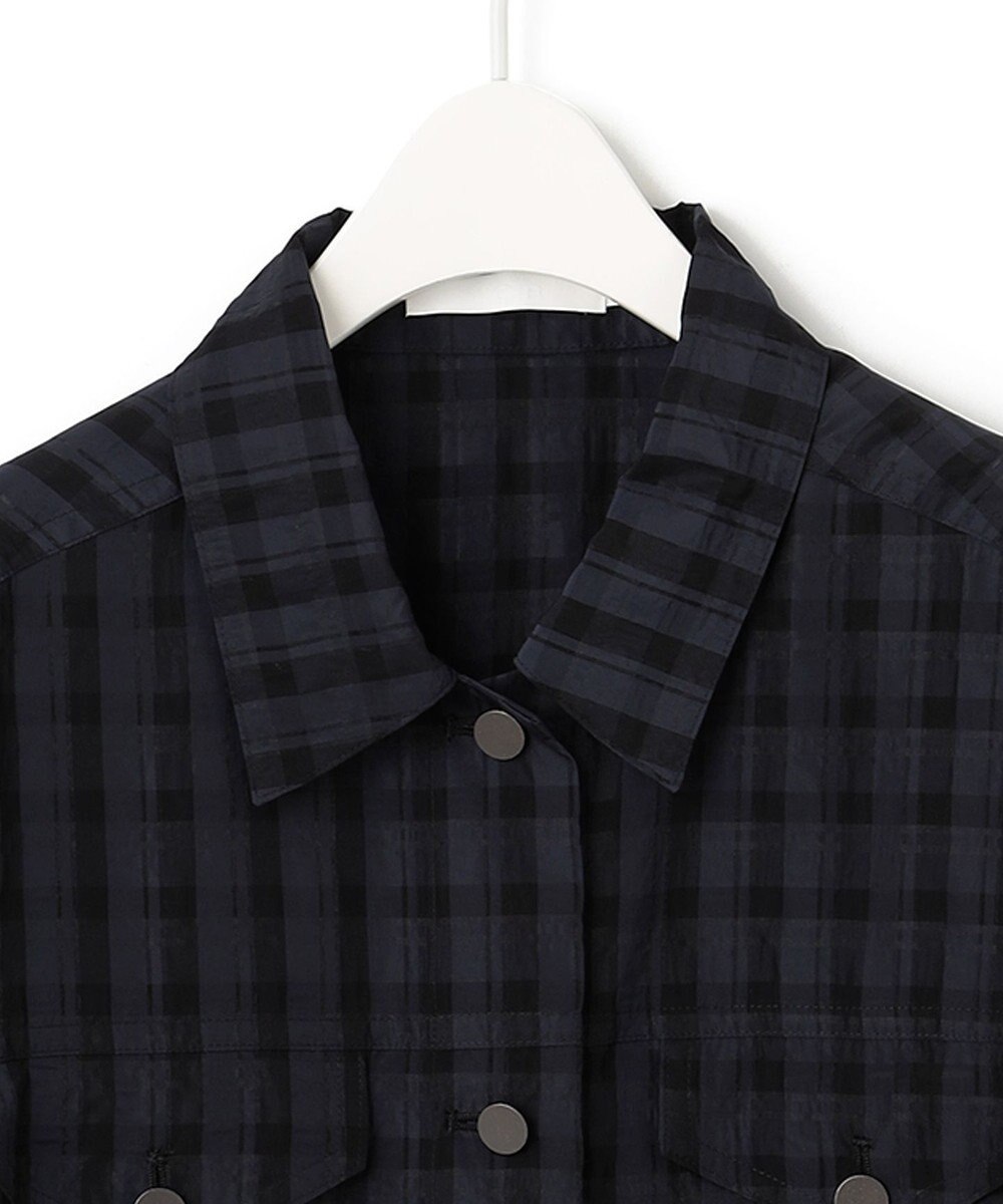 ICB シアーチェックジャカード クロップドジャケット 