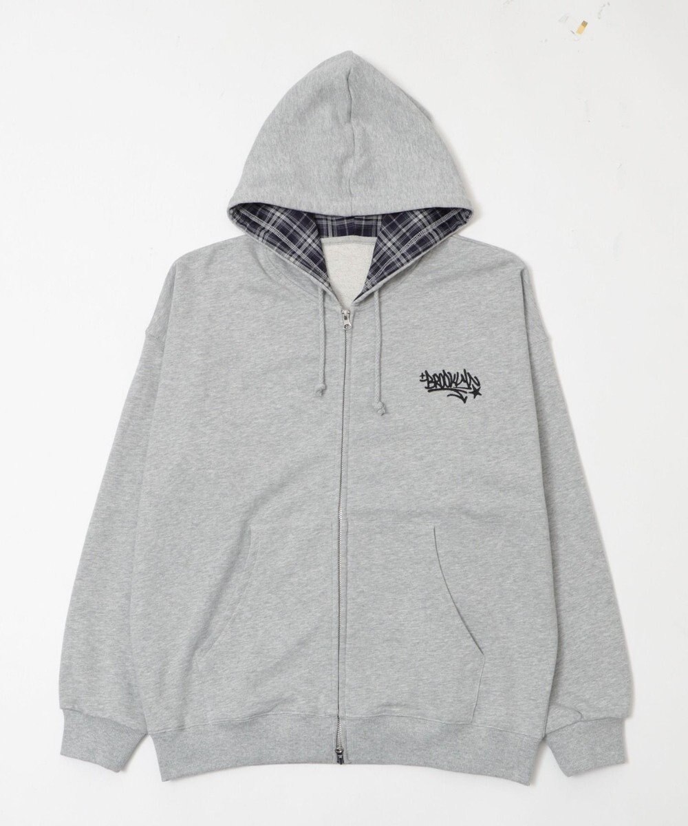 WEGO 【ユニセックス着用ITEM/MLサイズ展開】チェックZIPパーカー 