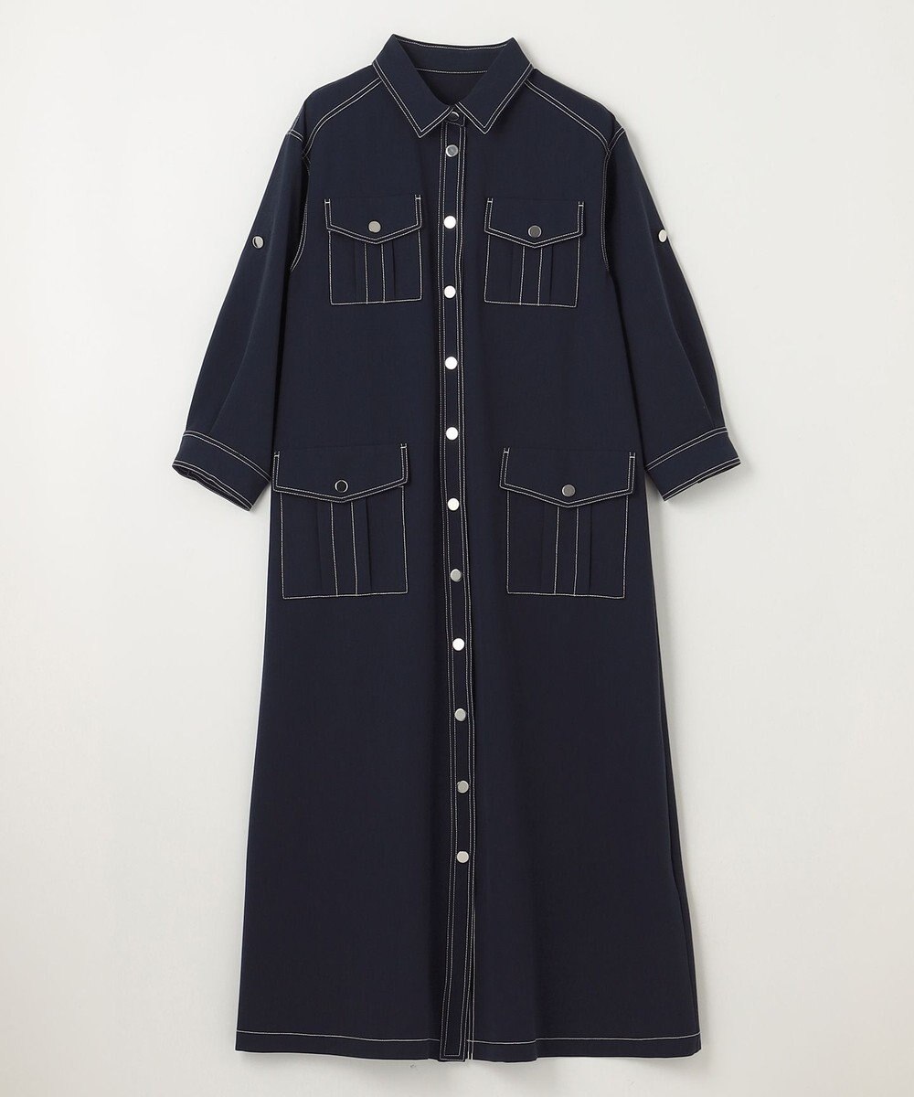 GRACE CONTINENTAL 配色ステッチワークシャツワンピース 