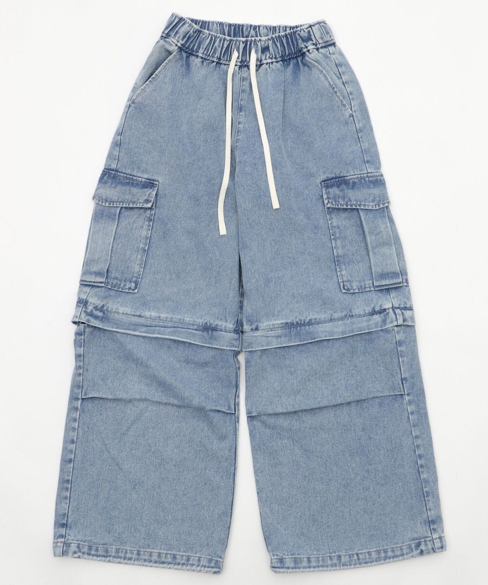 WEGO 【ウエストゴム/2WAY】2WAYデニムカーゴパンツ 