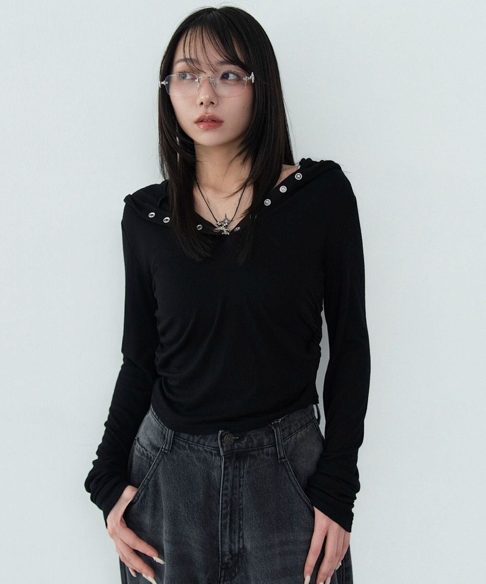 WEGO ヘンリーネックフードロンT 