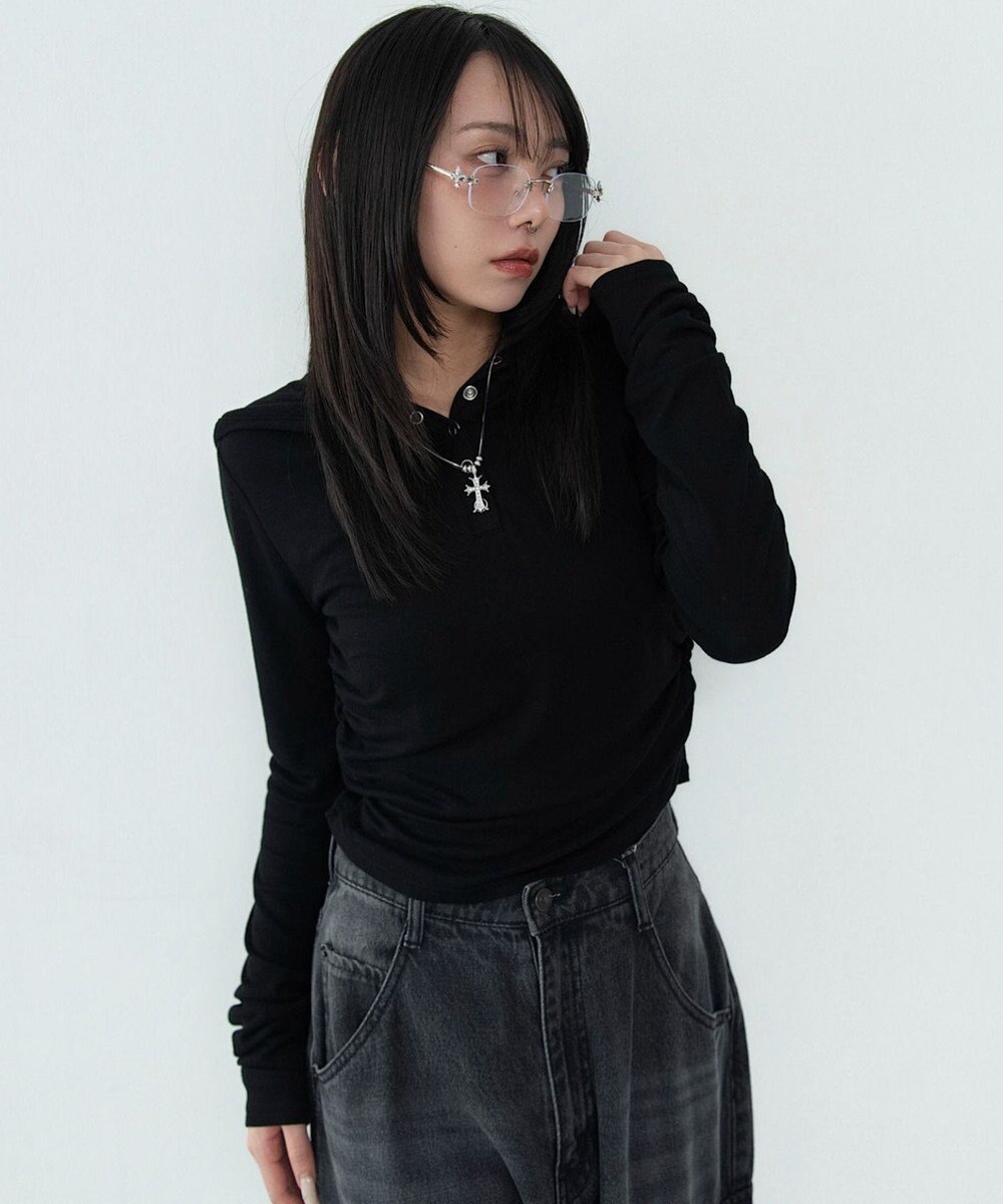 WEGO ヘンリーネックフードロンT 