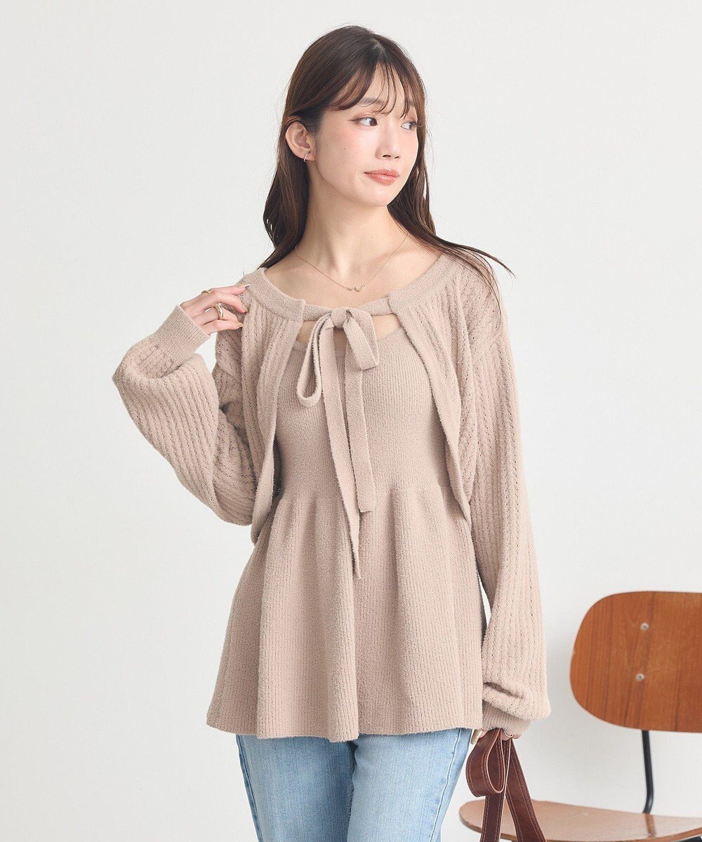 earth music&ecology 【SET ITEM】SET2点ショートボレロ＋ペプラムニットキャミ 