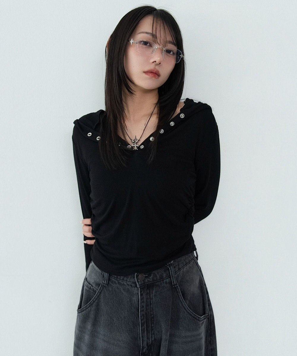 WEGO ヘンリーネックフードロンT 