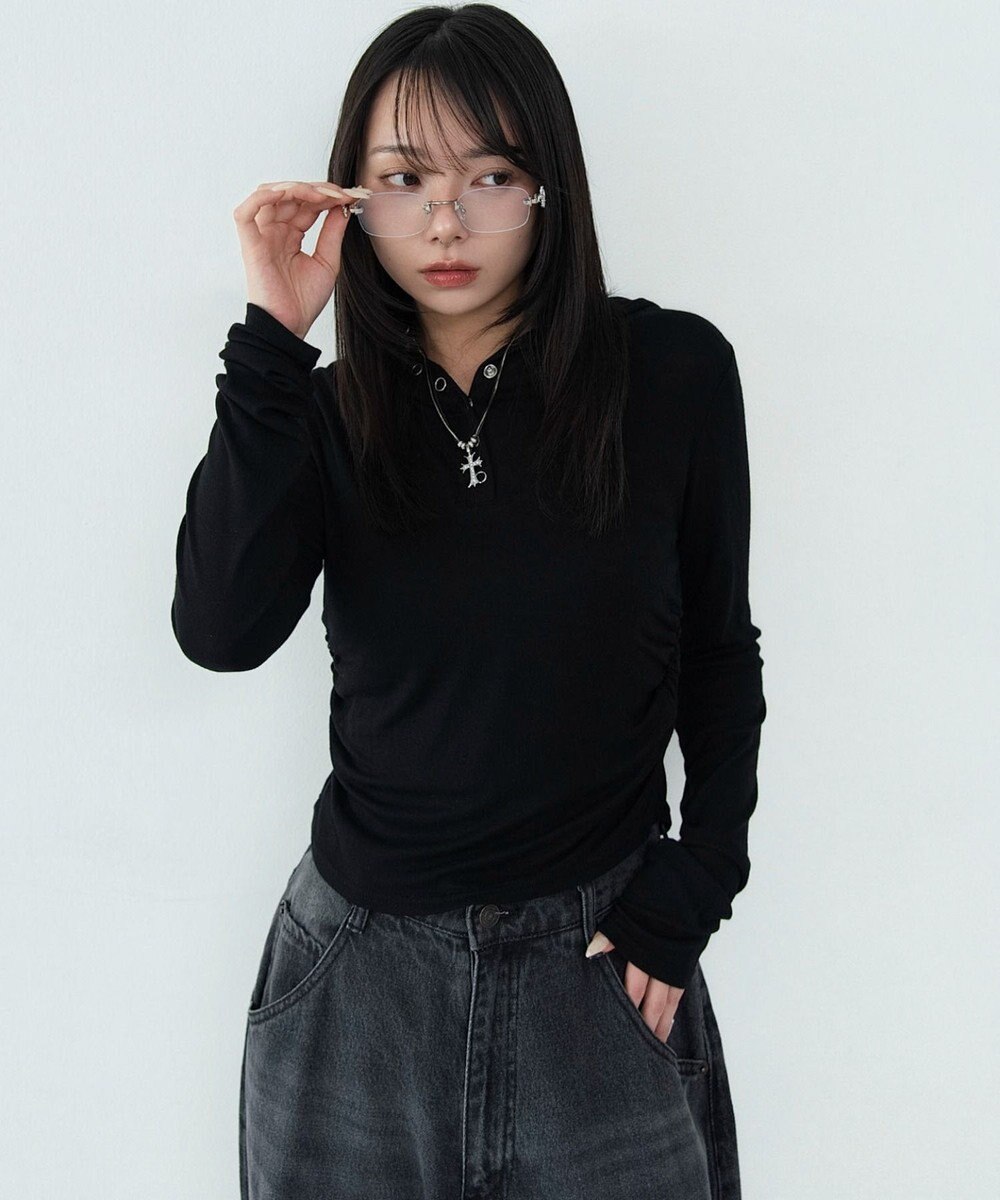 WEGO ヘンリーネックフードロンT 