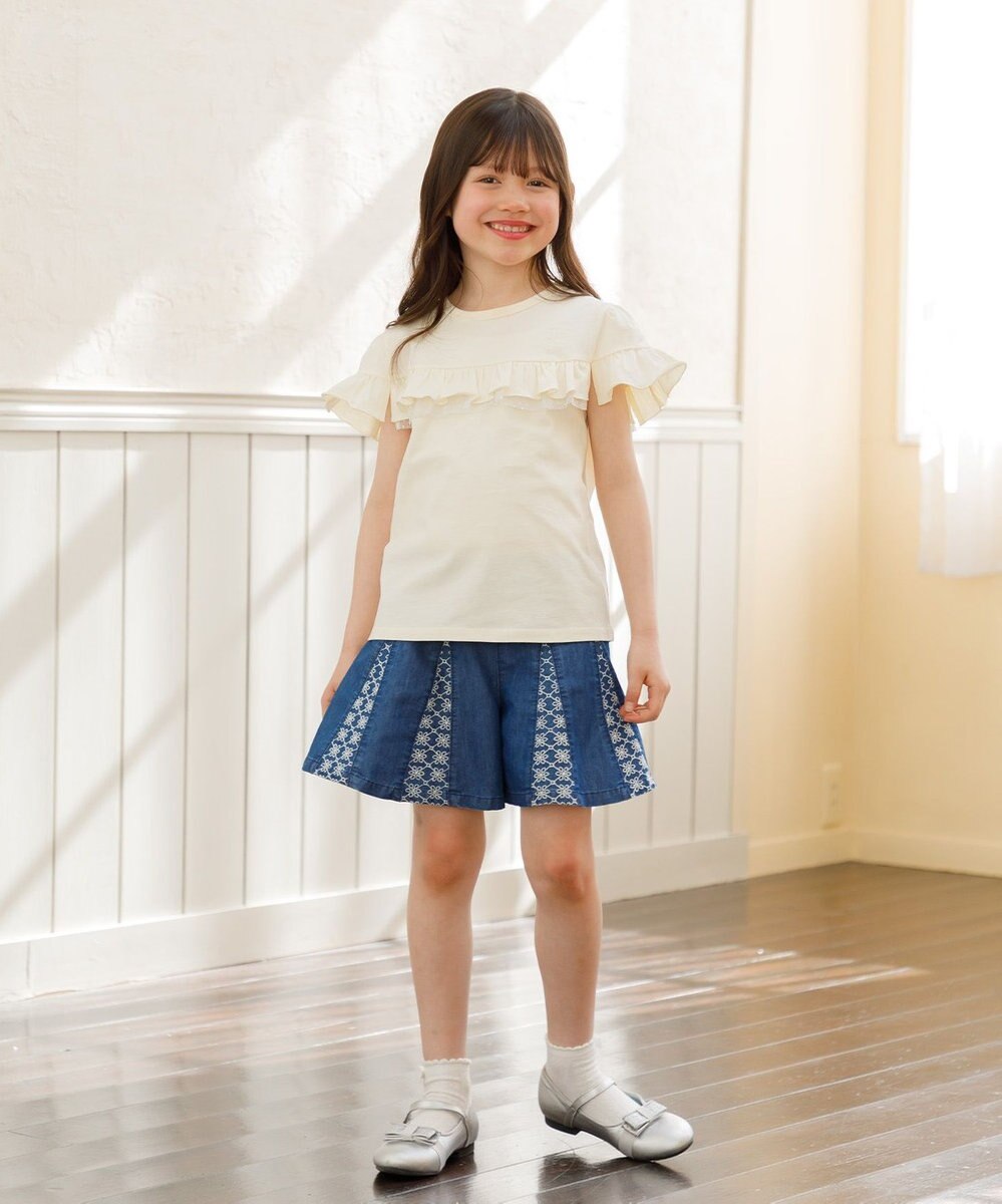 組曲 KIDS 【UVケア】【110-140㎝】フレアラッフル Tシャツ 