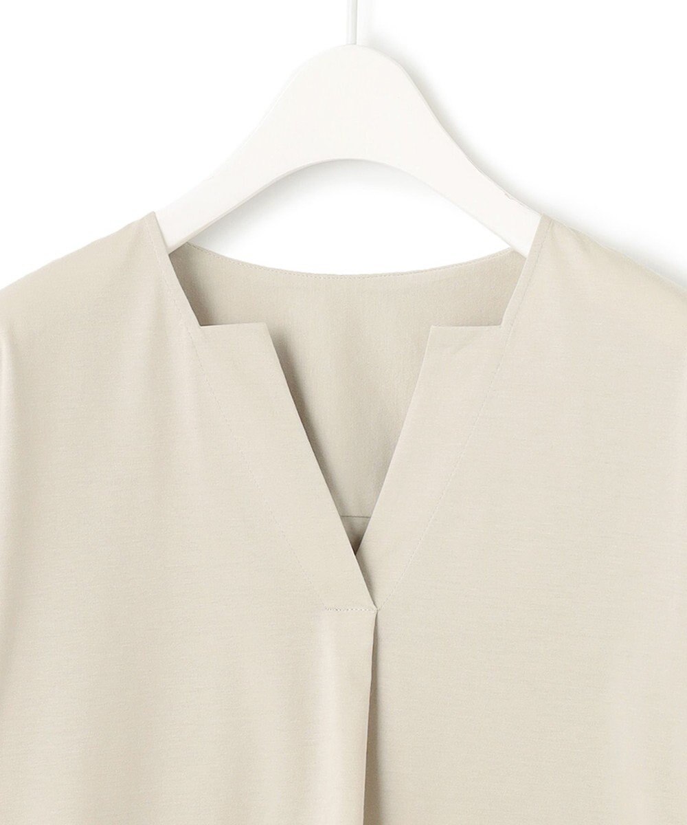 ICB L 【洗える】 ブラウスライクジャージー ヘンリーネックカットソー 