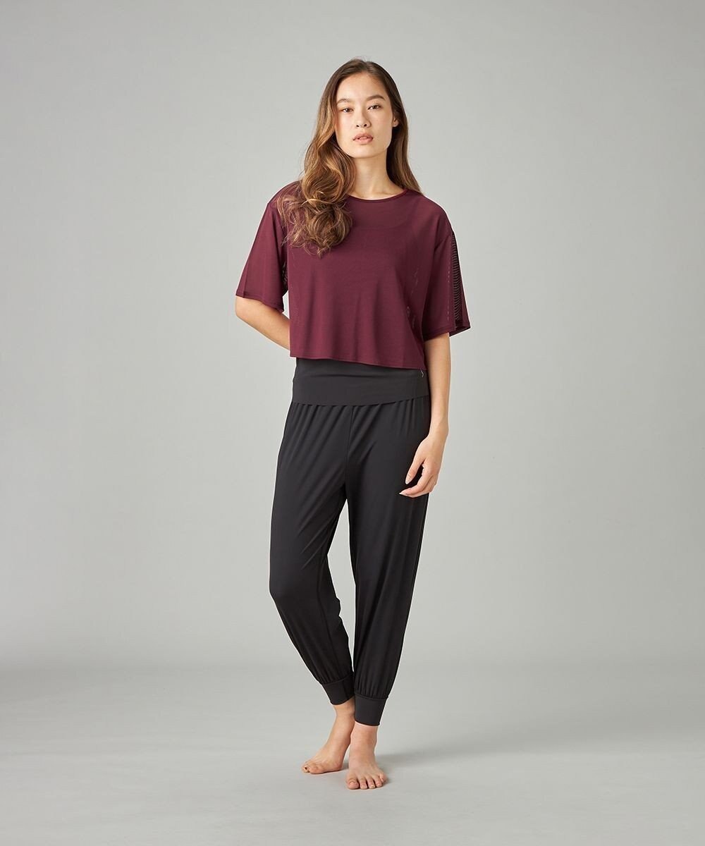 Chacott シアーリブバッククロスTシャツ 