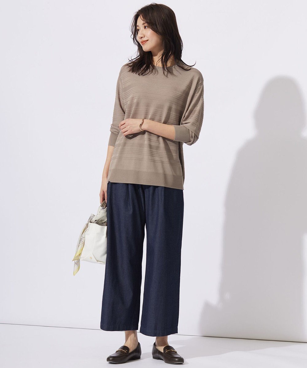 J.PRESS LADIES 【WEB限定カラーあり・洗える】SILKY RAYON STRETCH ボーダー ニット 