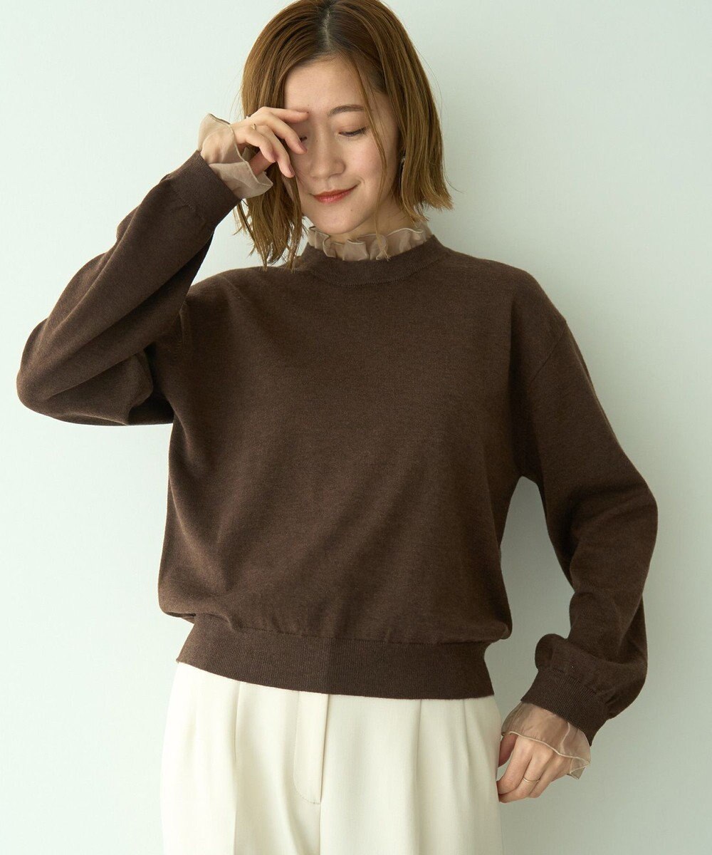 YECCA VECCA 2wayフリルクルーネックニット 