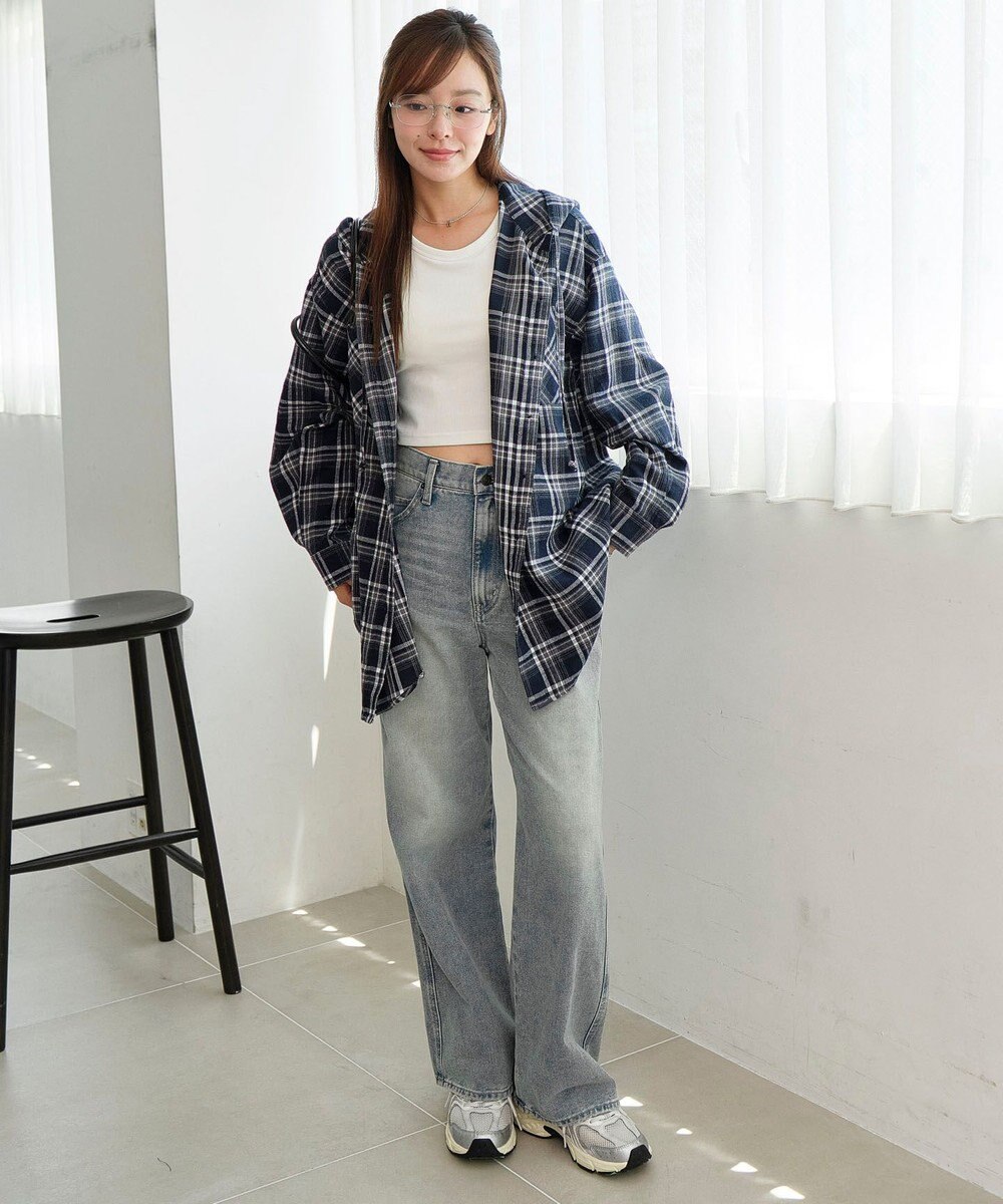 WEGO 【25年秋冬新作】チェックフードBIGネルシャツ 