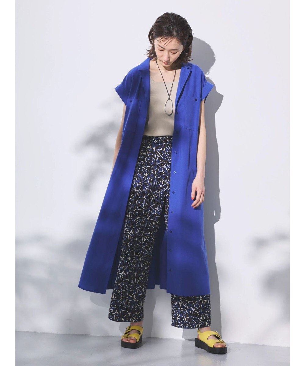 Green Parks 綿麻混開襟ワンピース 