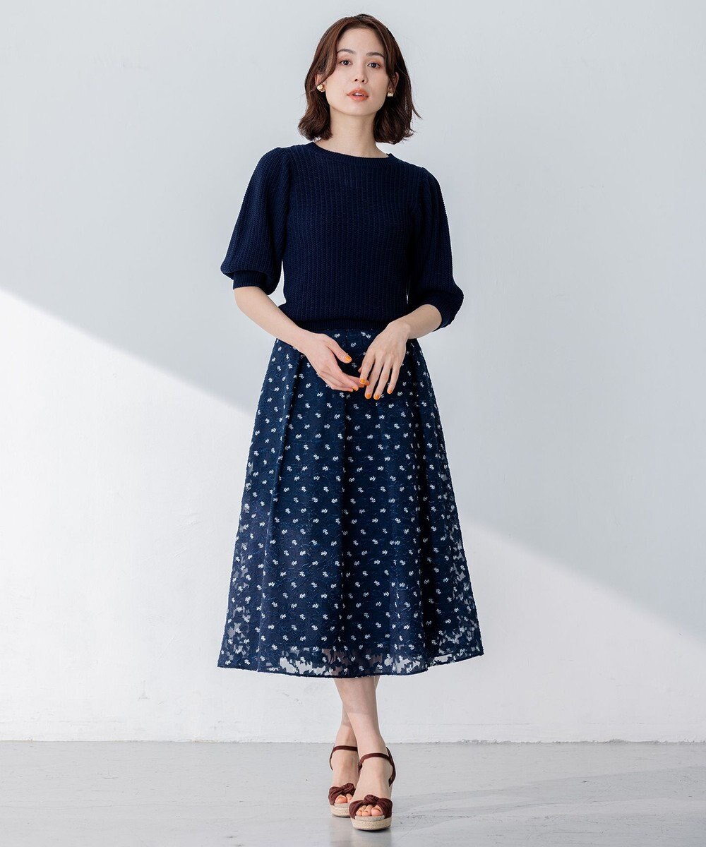 組曲 S 【洗える】CHAIギャザースリーブ ニット 