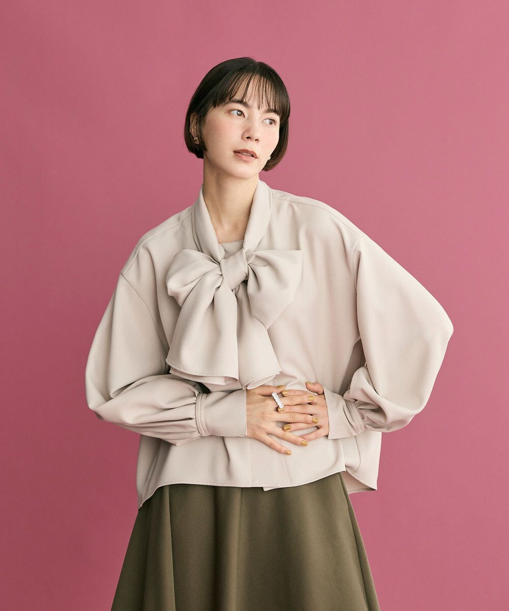 #Newans 【洗濯機可】ビックリボンパウダリーブラウス 