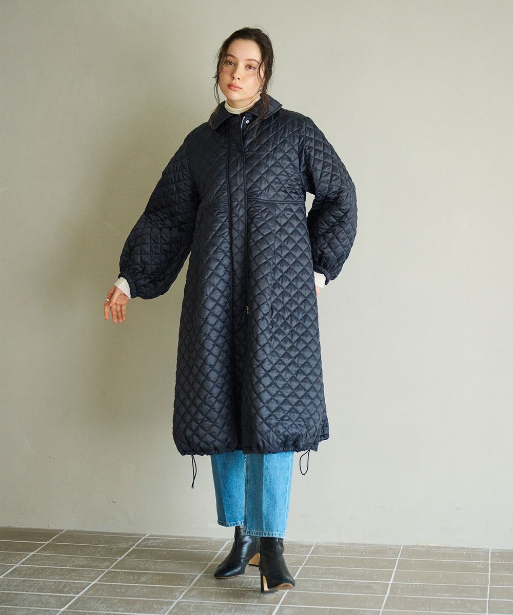 #Newans 【セレモニーにも】〈亀恭子さんコラボ〉キルティングロングコート 
