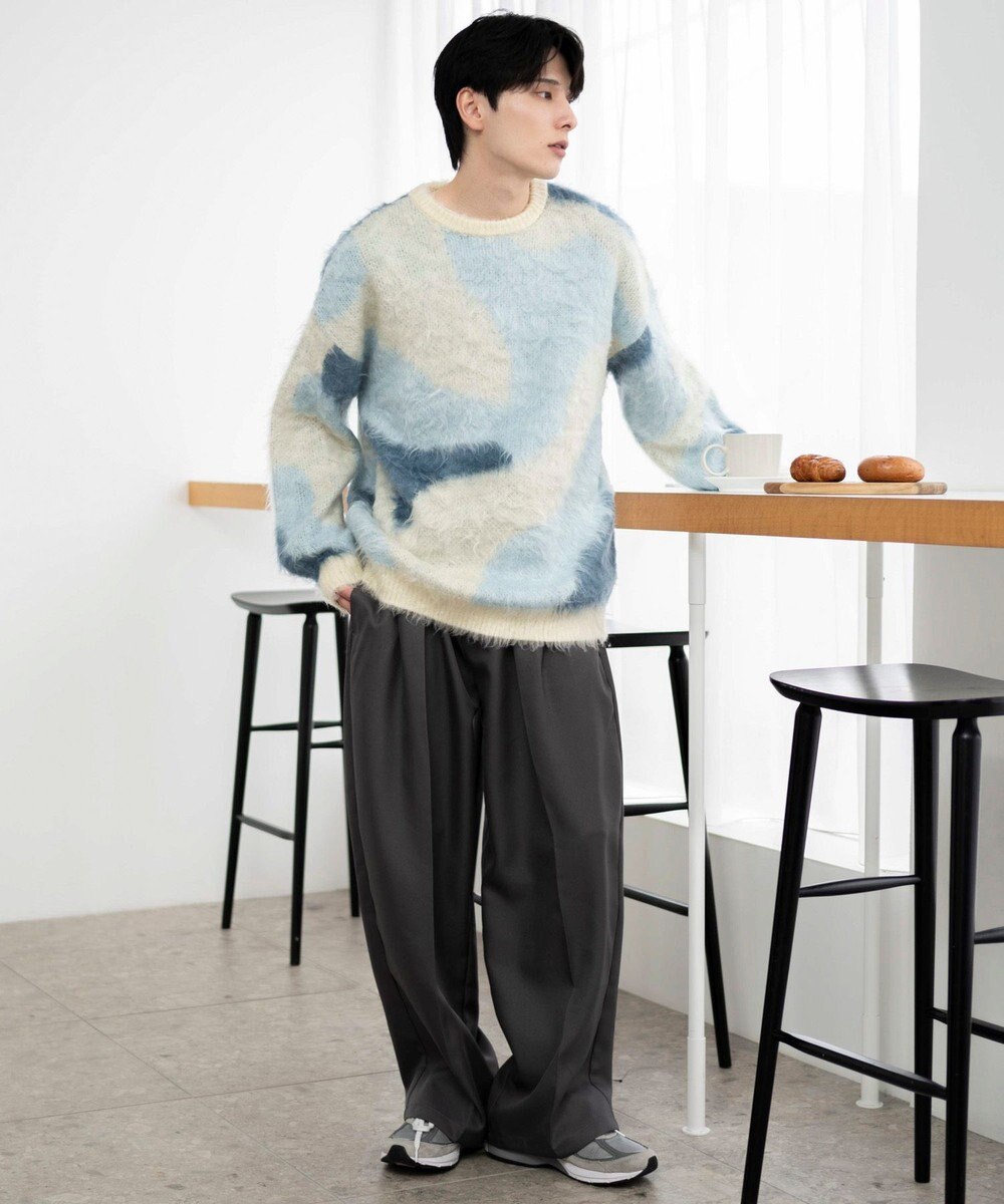 WEGO 【ユニセックス着用ITEM】マーブルシャギーニットプルオーバー 