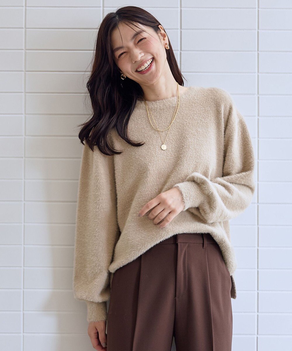 ANY L ショートシャギープルオーバーニット 