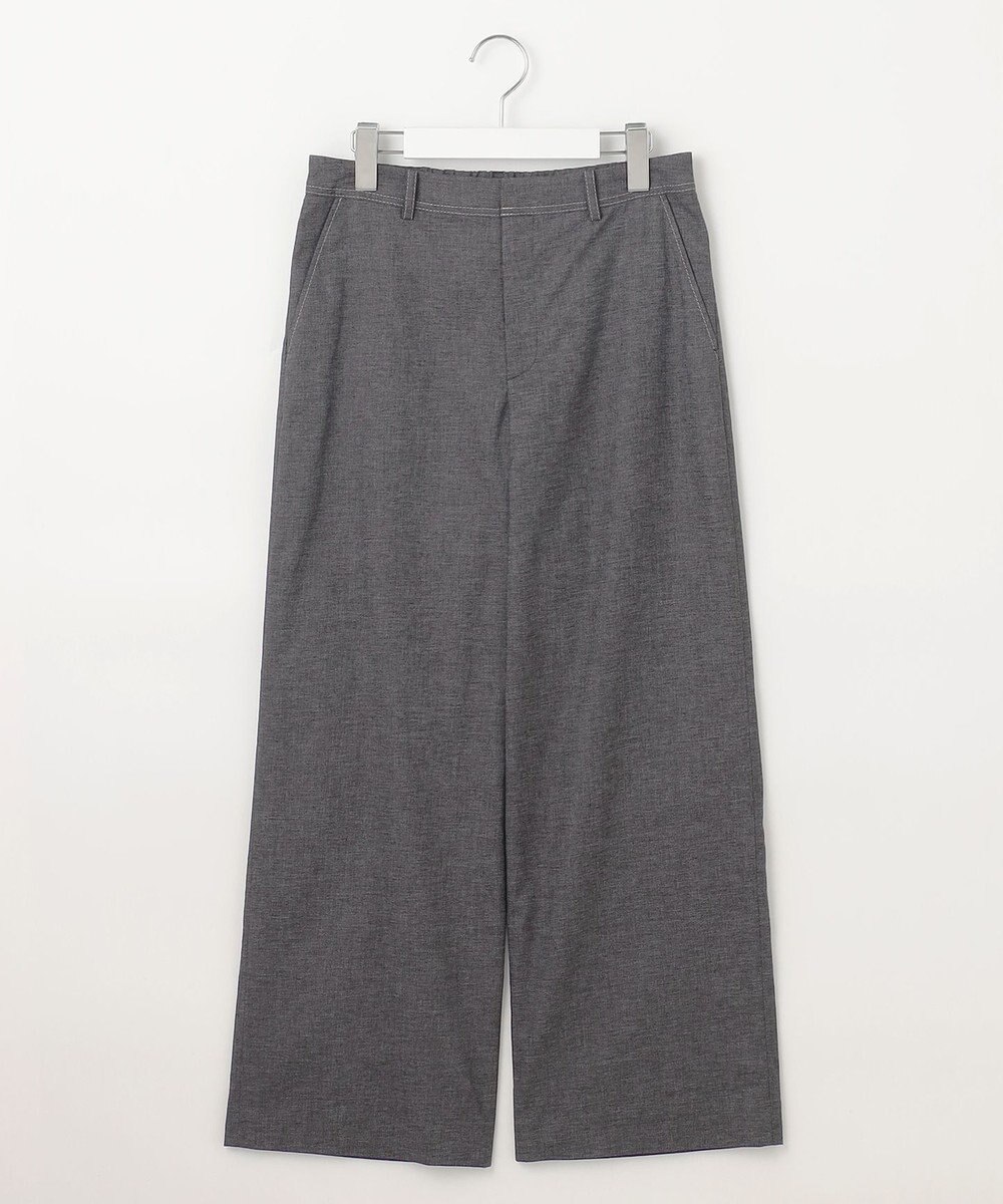 J.PRESS LADIES L 【洗える】麻ポリエステルストレッチ ワイド パンツ 